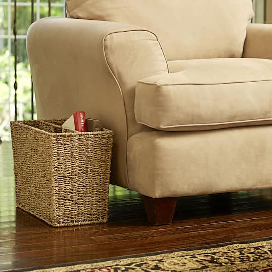 Household Essentials 17" Seagrass Wide Side by Side Magazine Rack